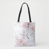 Bridesmaid Blush Pink Rose Monogram Letter R Tote Bag (Voorkant)