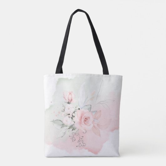Bridesmaid Blush Pink Rose Monogram Letter X Tote Bag (Achterkant)
