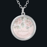 Bridesmaid blush roos boho chic name zilver vergulden ketting<br><div class="desc">Bridesmaid blush floral dusty roos boho chic name Silver-plated ketting,  bruidsschat cadeau. Dit trouwontwerp maakt deel uit van mijn Blush Roos Wedding collectie (https://www.zazzle.com/collections/blush_rose_wedding-119664950616194974),  waar je trouwinwijding kunt vinden,  behalve de date,  RSVP,  trouwbijlage,  menu,  huwelijksgunst,  etc. design.</div>