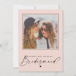Bridesmaid Blush-roze voorstelfotokaart