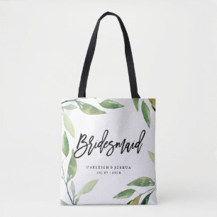 Bridesmaid Bohemian Leaves Wedding Canvas tas