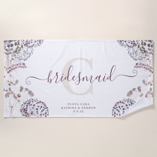 Bridesmaid Boho Beach Towel Strandlaken (Voorkant)