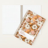 Bridesmaid Boho Orange and Peach Floral Pattern Notitieboek (Binnen)