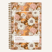 Bridesmaid Boho Orange and Peach Floral Pattern Notitieboek (Voorkant)
