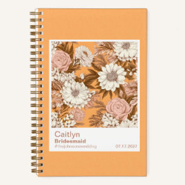Bridesmaid Boho Orange and Peach Floral Pattern Notitieboek