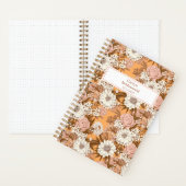 Bridesmaid Boho Orange and Peach Floral Pattern Notitieboek (Binnen)
