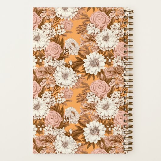 Bridesmaid Boho Orange and Peach Floral Pattern Notitieboek (Achterkant)