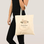 Bridesmaid Bridal Partij  Roos Gold Wedding Tote Bag<br><div class="desc">Verrassend uw bruidsfeestje met deze prachtige canvas tas met "Bridesmaid (of andere bruidparty titel) in een manuscriptdoopvont en uw trouwdatum die door een wit  roos en geometrische faux gouden lijst wordt opgesteld. Ideaal voor het dragen van schoenen,  trouwkleding en nog veel meer - praktisch maar mooi.</div>