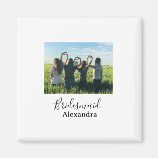 Bridesmaid bride squad name calligraphy photo gift magneet