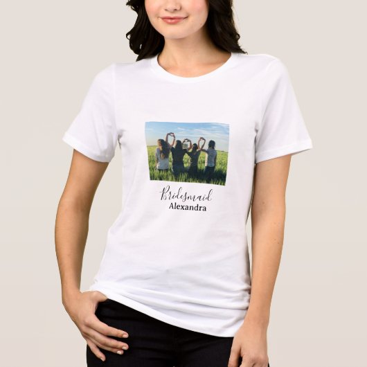 Bridesmaid bride squad name calligraphy photo gift Tri-Blend shirt (Voorkant)