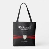 Bridesmaid - Bride van het Zwarte en Rode Team Tote Bag (Achterkant)