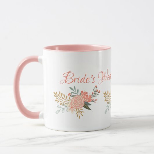 Bridesmaid/Bride Whimsical Pink Floral Design Mok (Links)
