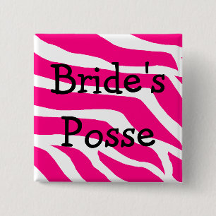 Bridesmaid Brides Posse Bachelorette Vierkante Button 5,1 Cm