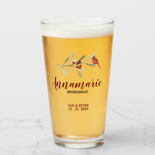 Bridesmaid, bruid van eer, persoonlijke bruiloft glas (Voorkant gevuld)