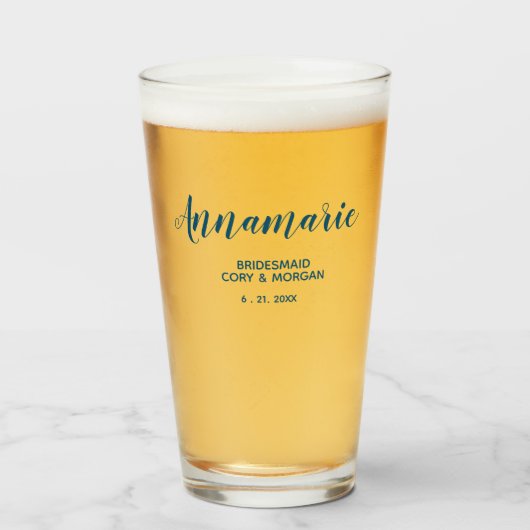 Bridesmaid, bruid van eer, persoonlijke bruiloft glas (Voorkant gevuld)