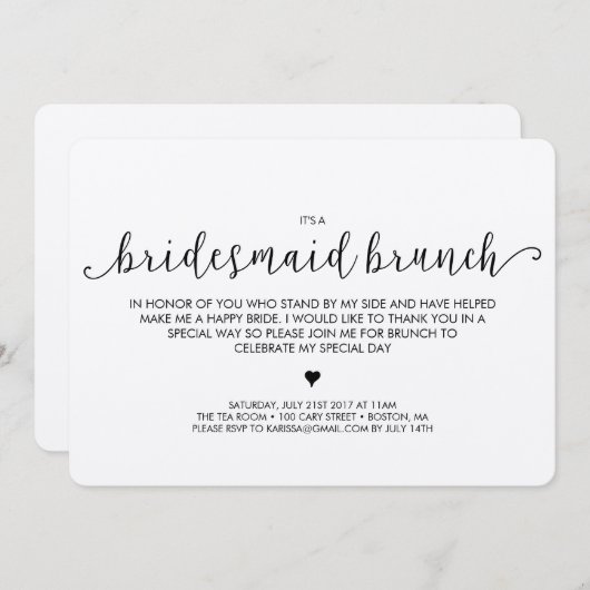 Bridesmaid Brunch Invitation - Kraft Kaart (Voorkant / Achterkant)