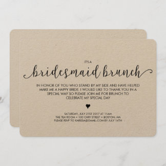 Bridesmaid Brunch Invitation - Kraft Kaart