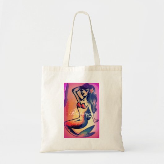 Bridesmaid brunette mermaid tote bag (Voorkant)