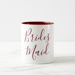 Bridesmaid Burgundy en White Cursive Tweekleurige Koffiemok