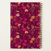 Bridesmaid Burgundy Floral Pattern Notebook Notitieboek (Achterkant)