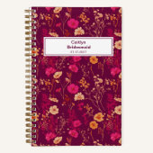 Bridesmaid Burgundy Floral Pattern Notebook Notitieboek (Voorkant)