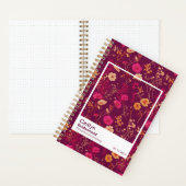 Bridesmaid Burgundy Floral Pattern Swatch Notitieboek (Binnen)