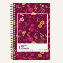 Bridesmaid Burgundy Floral Pattern Swatch Notitieboek