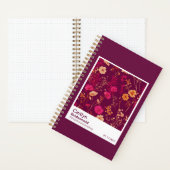 Bridesmaid Burgundy Floral Pattern Swatch Notitieboek (Binnen)