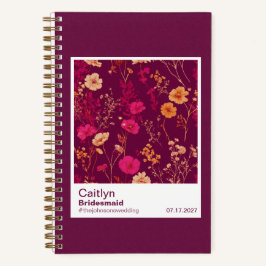 Bridesmaid Burgundy Floral Pattern Swatch Notitieboek
