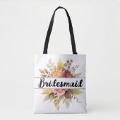 Bridesmaid Burgundy Floral Text Fall Weddenschap T Tote Bag (Voorkant)