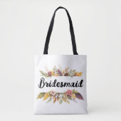 Bridesmaid Burgundy Floral Text Fall Wedding Tote Bag (Voorkant)