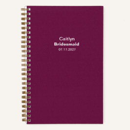 Bridesmaid Burgundy Typographic Notebook Notitieboek