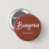 Bridesmaid Burnt Orange Terracotta Wedding Ronde Button 5,7 Cm (Voorkant /achterkant)
