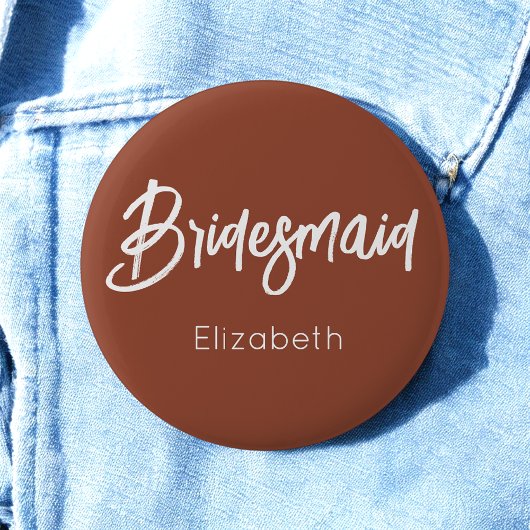 Bridesmaid Burnt Orange Terracotta Wedding Ronde Button 5,7 Cm