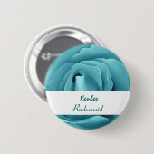 BRIDESMAID Button met AQUA BLUE Roos V03 (Voorkant /achterkant)