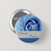 BRIDESMAID Button met BLUE Roos (Voorkant /achterkant)