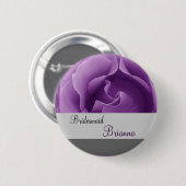 BRIDESMAID Button met PAARS Roos (Voorkant /achterkant)