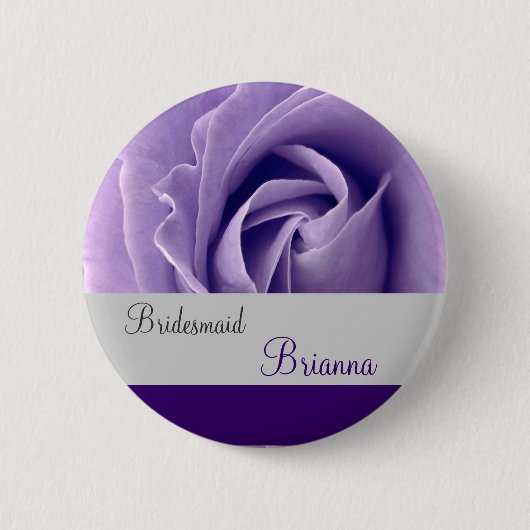 BRIDESMAID Button met PAARS Roos (Voorkant)