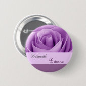 BRIDESMAID Button met PAARS Roos (Voorkant /achterkant)