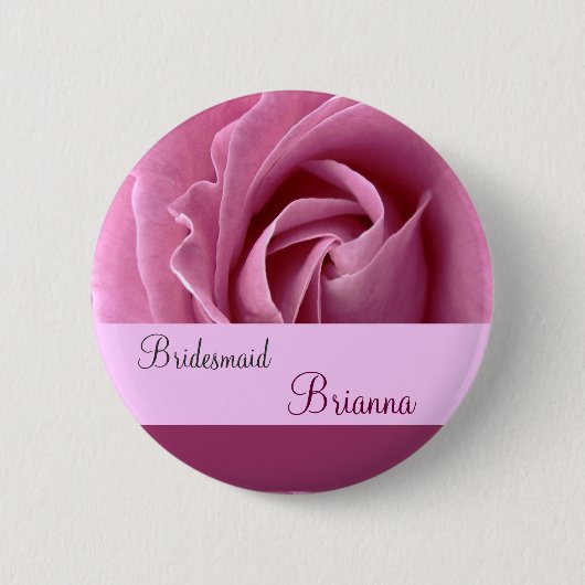 BRIDESMAID Button met PINK Rose (Voorkant)