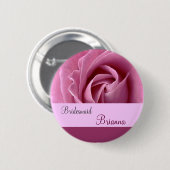 BRIDESMAID Button met PINK Rose (Voorkant /achterkant)