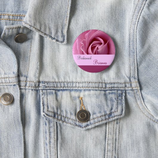 BRIDESMAID Button met PINK Rose (In situ)