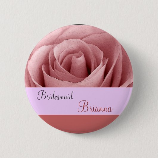 BRIDESMAID Button met PINK Rose (Voorkant)