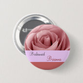 BRIDESMAID Button met PINK Rose (Voorkant /achterkant)