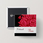 BRIDESMAID Button met  rode rozen (Voorkant /achterkant)