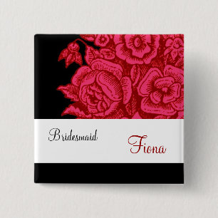 BRIDESMAID Button met rode rozen