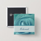 BRIDESMAID Button met Turquoise Roos en Ribbon (Voorkant /achterkant)