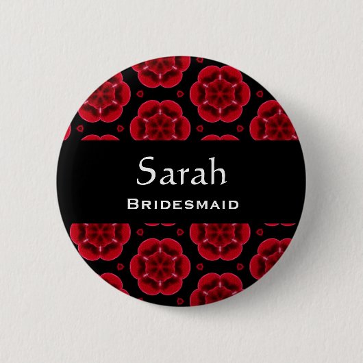 Bridesmaid Button Red Floral Pattern 0008 (Voorkant)