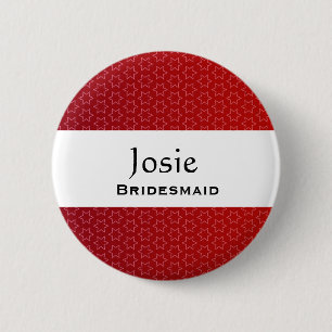 Bridesmaid Button Red Star Pattern