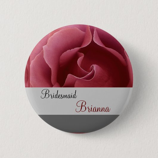 BRIDESMAID Button with RED Rose (Voorkant)